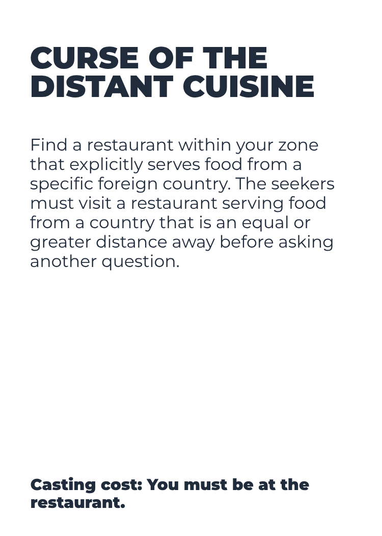 Curse of the Distant Cuisine