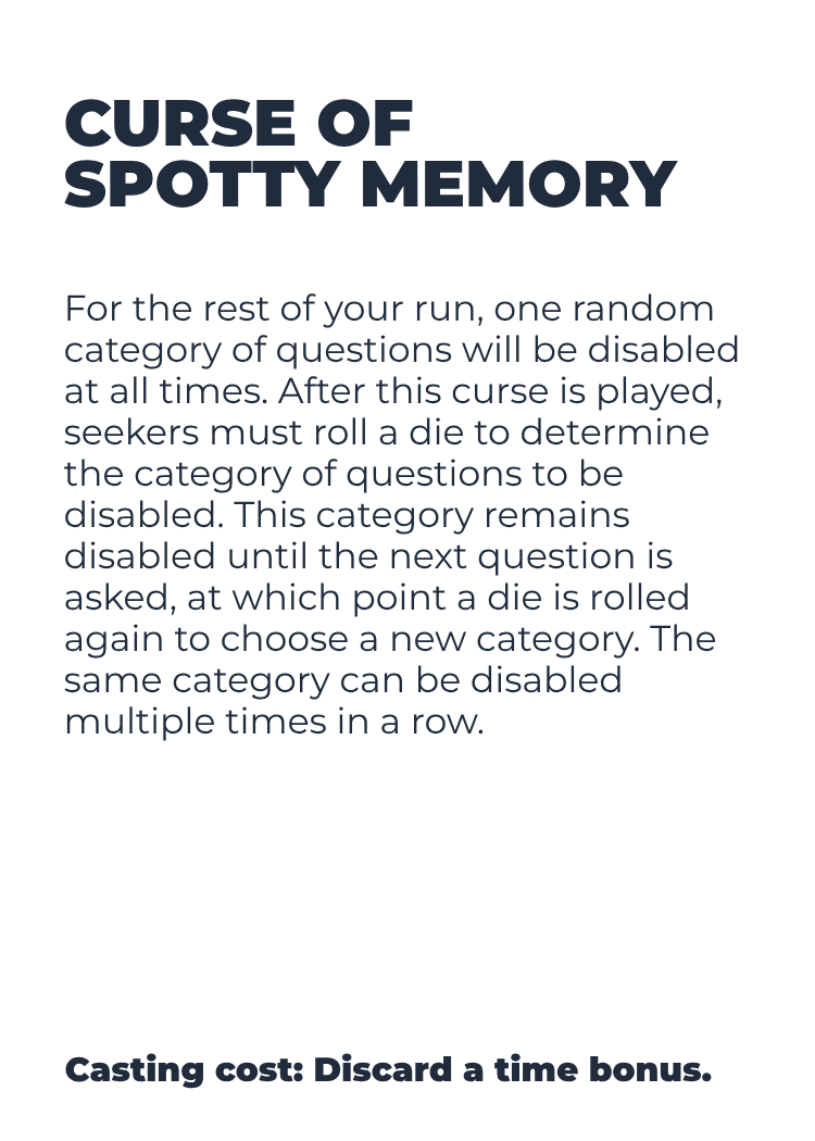 Curse of the Spotty Memory